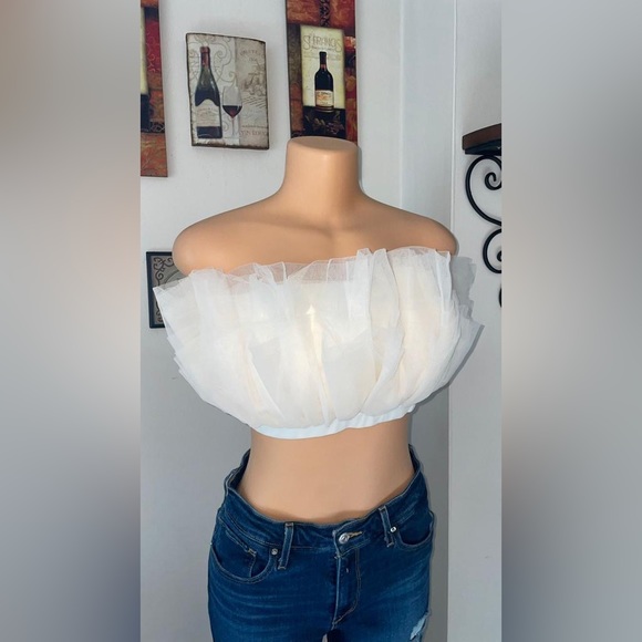 NWT STEVE MADDEN ELAINE TULLE CROP TOP SIZE S - Picture 5 of 9